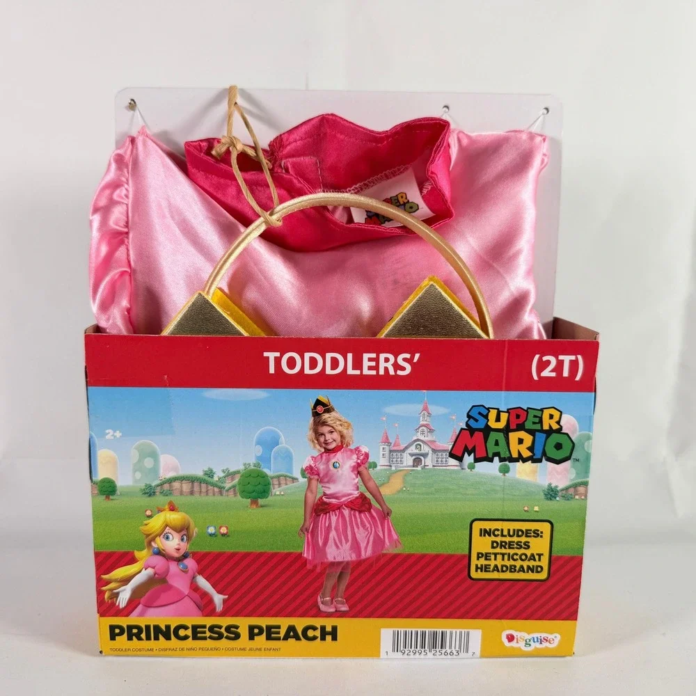 Nintendo Super Mario Princess Peach Costume Toddler Girls 2T Dress Headband